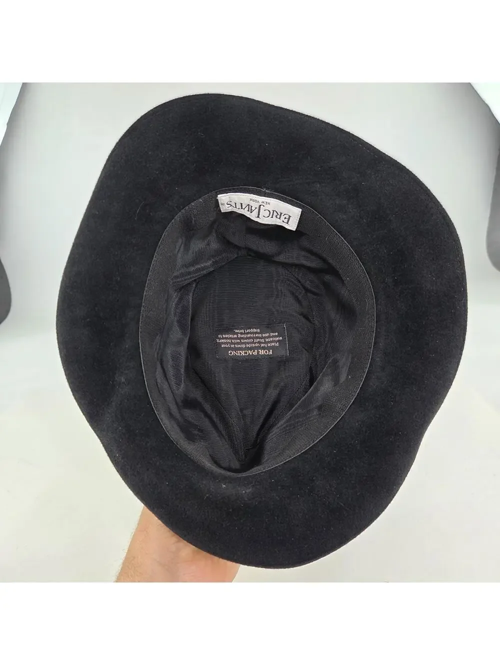 Eric Javits Black Velvet Velour Bucket Hat One Size Packable Fedora Hats - Picture 7 of 9